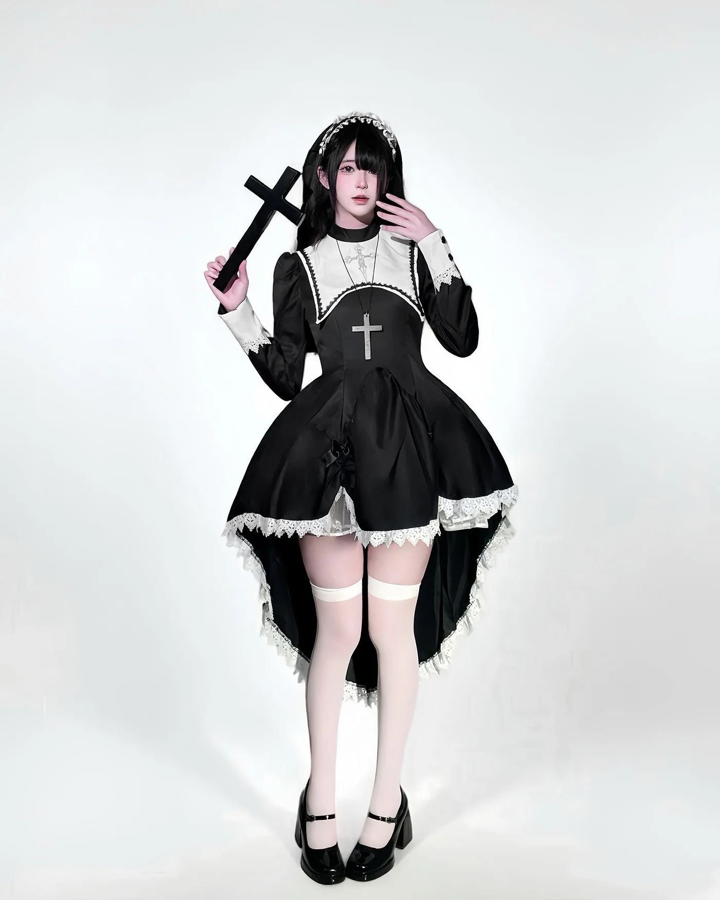 Anime Cosplay Maid - 2025 new Black Gothic Nun Skirt